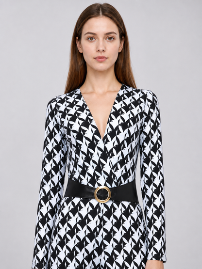 Retro Disco-Style Jumpsuit with Diamond Pattern