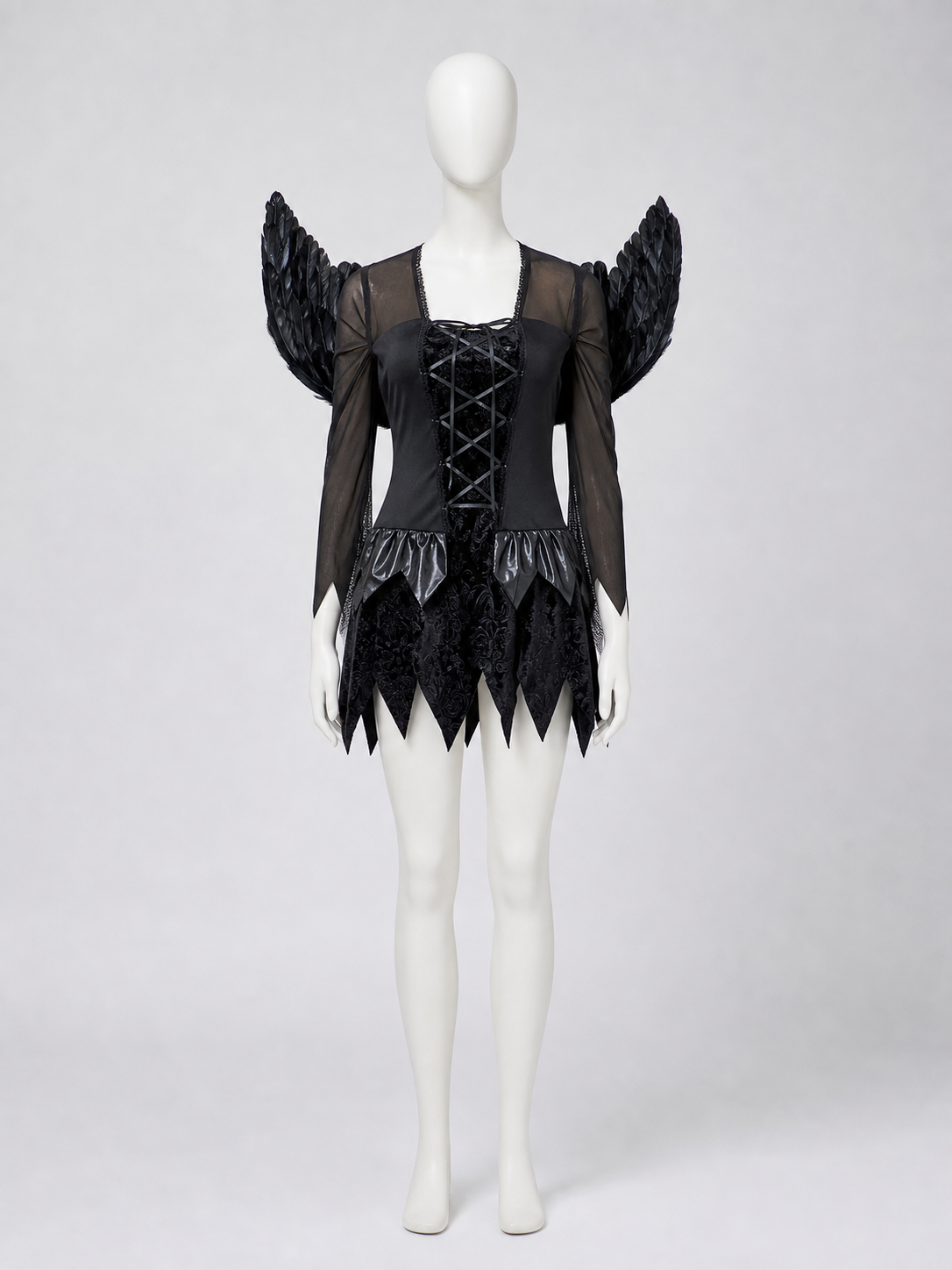Black Angel Costume with Wings and Headband Costume Headwear detail 2