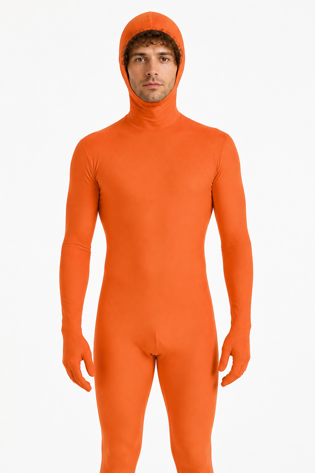 Orange Form-Fitting Hooded Jumpsuit product detail 3