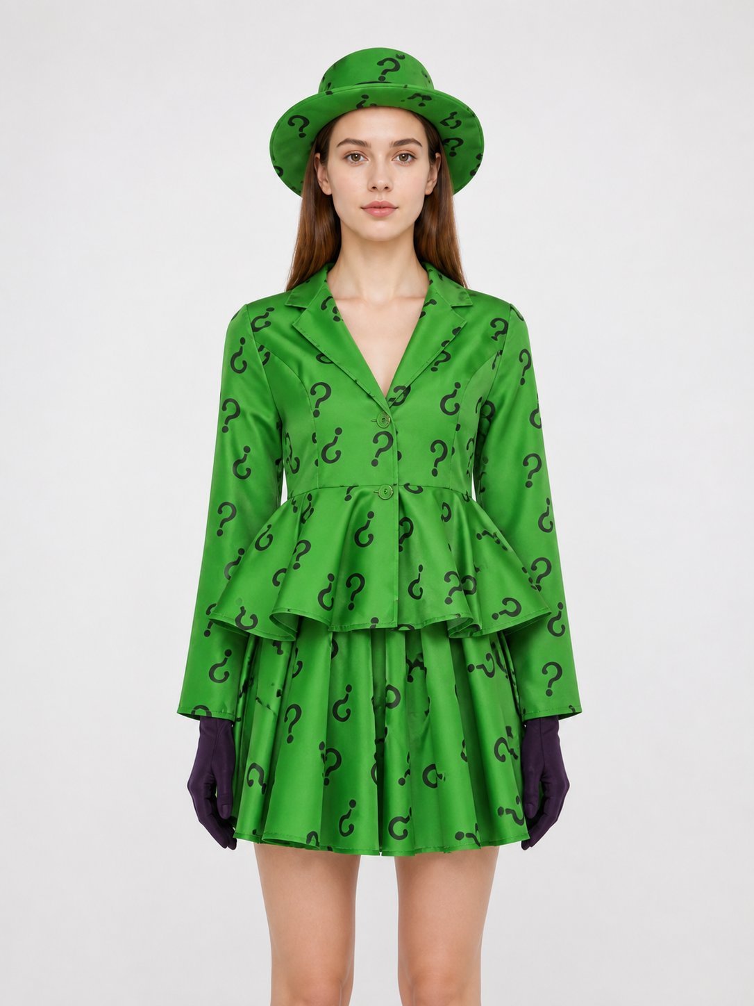 Cosplay costume with skirt, hat, and gloves