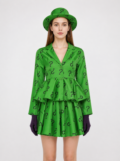Cosplay costume with skirt, hat, and gloves