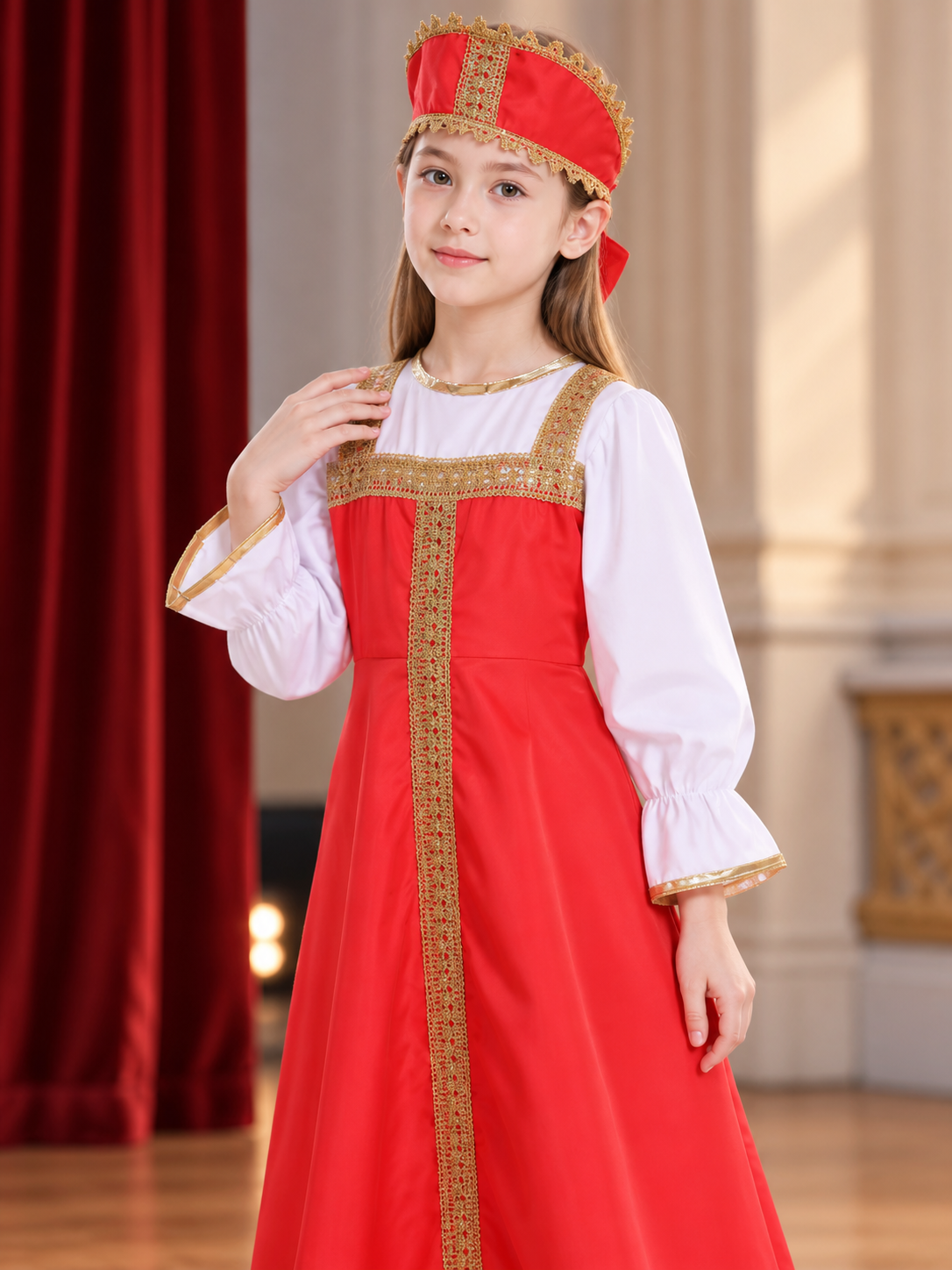 Long Carnival Dress with Headpiece Costume Dresses detail 2