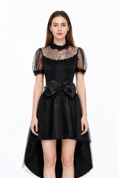Black Witch Costume with Full Skirt and Asymmetrical Hem Costumes detail 2