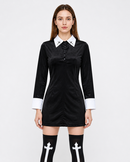 Black Stage Costume with White Collar and Cuffs Costumes detail 3