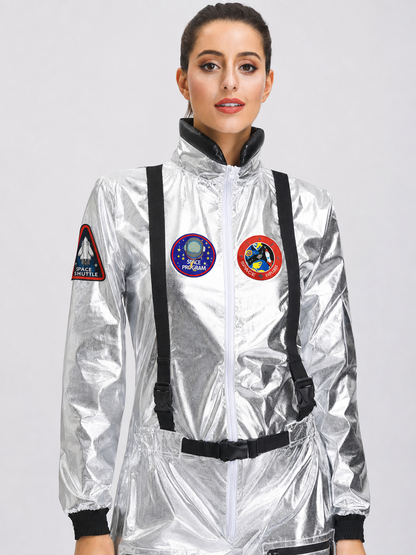 Silver Astronaut Costume — Jumpsuit with Patches
