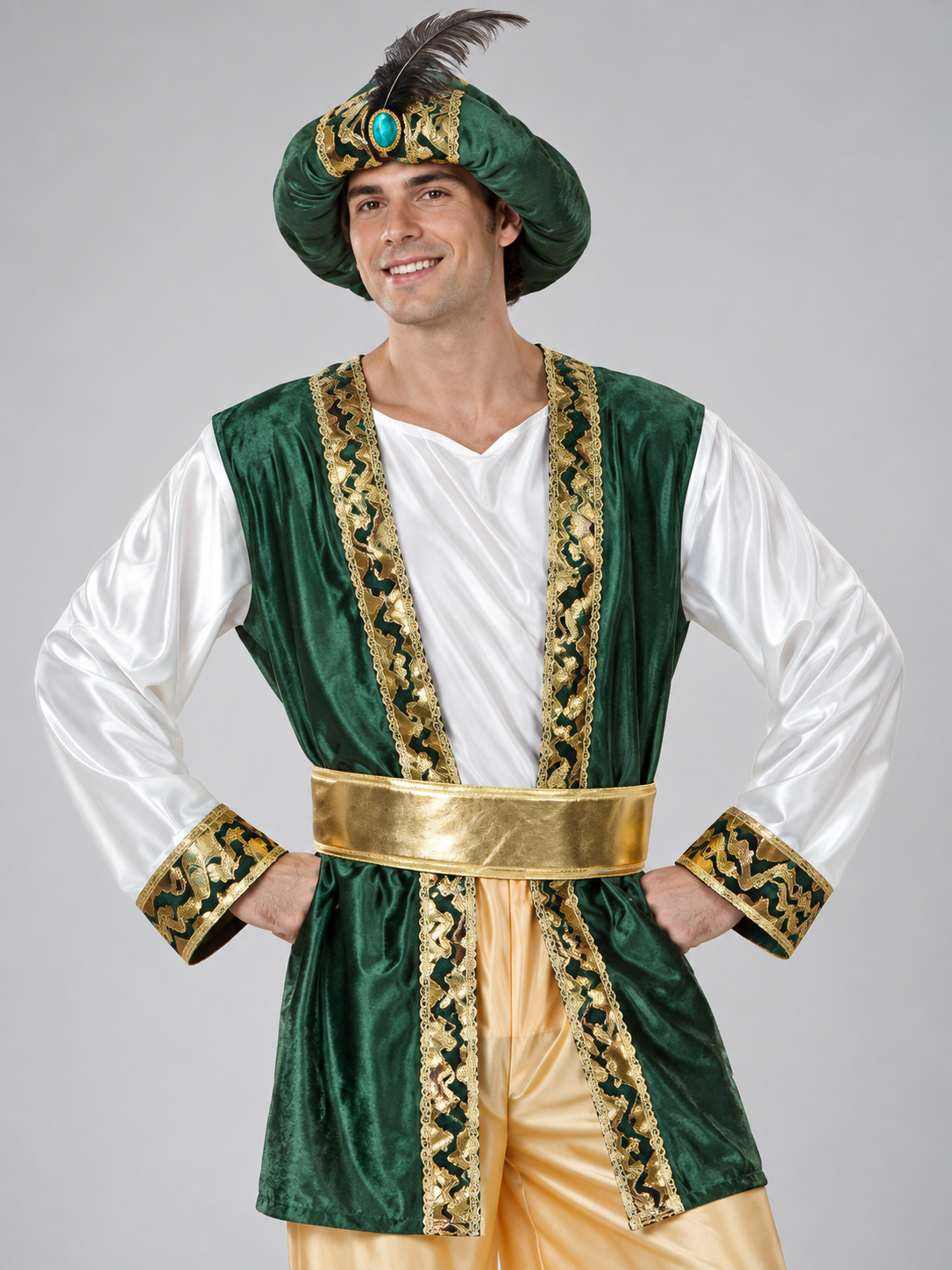Adult Eastern Prince Carnival Costume with Feather