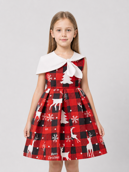 Dressy Christmas Dress, Plaid, Print, Bow Costume Dresses detail 3