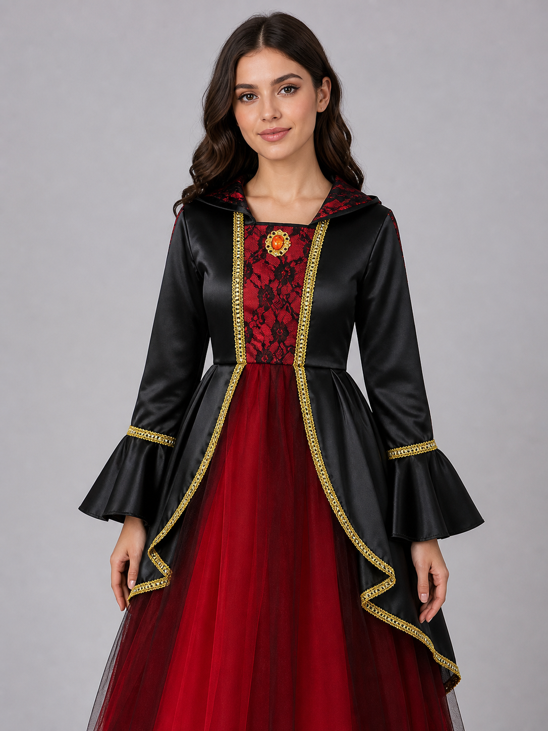 Black and red hooded costume dress
