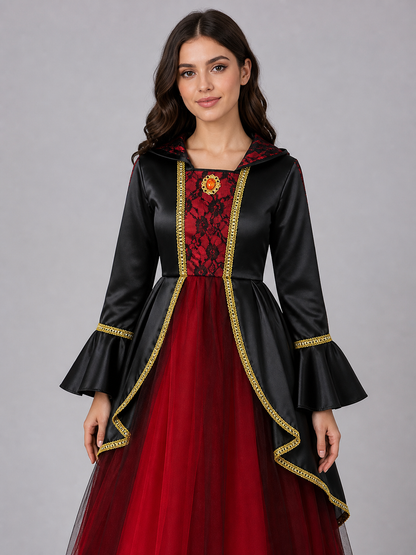 Black and red hooded costume dress