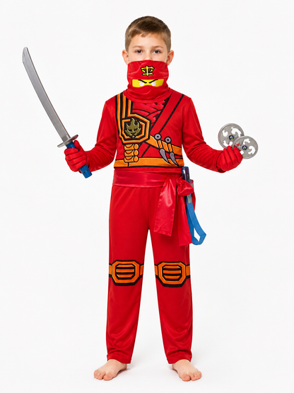 Red Ninja Costume with Sword and Mask for Parties Costume Masks detail 3