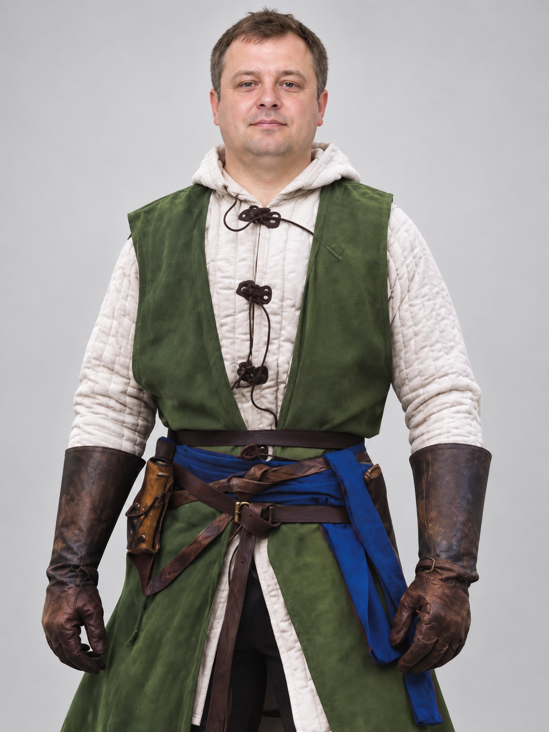 Long Dark Green Vest with Lacing and Slits