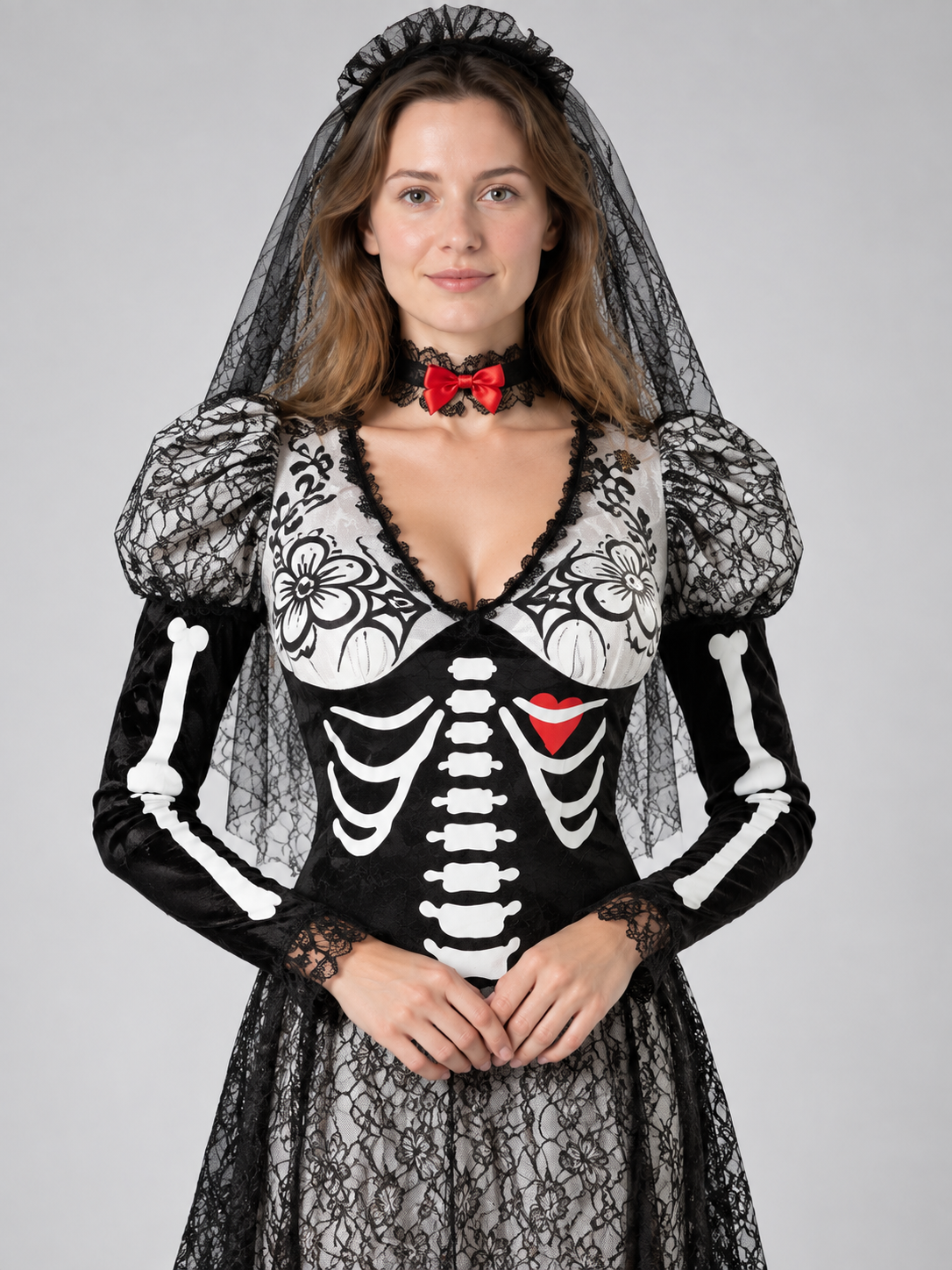 Halloween Ghost Costume with Veil and Bow