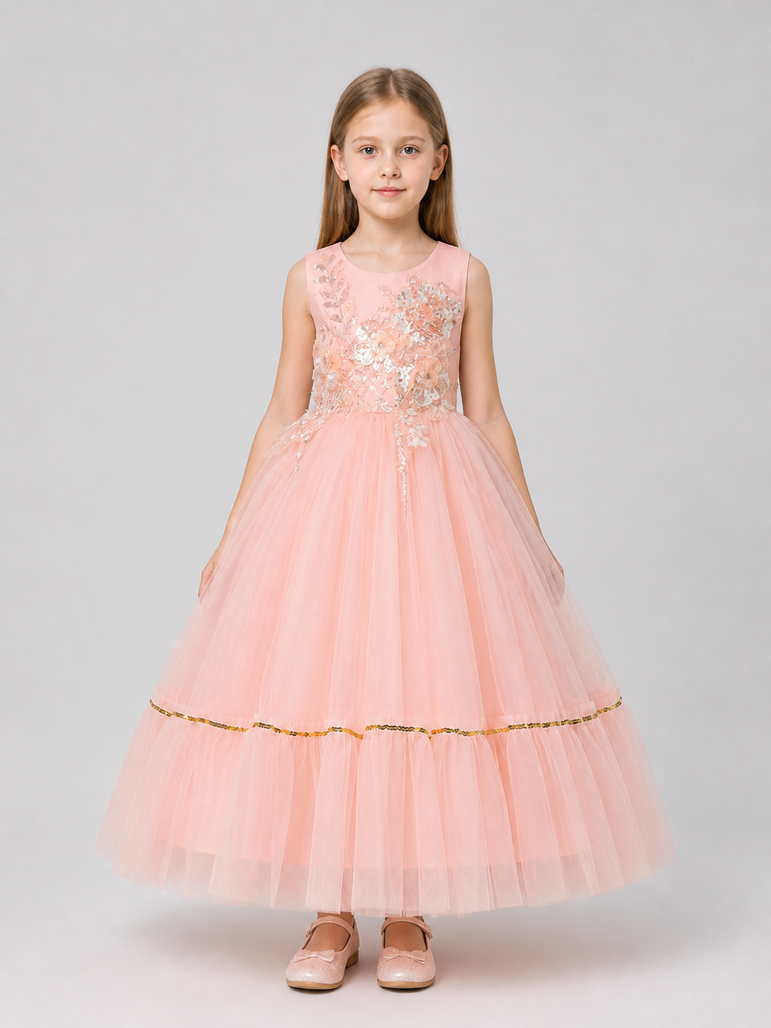 Girls' Full Dress with Embroidery and Sequins Costume Dresses detail 3