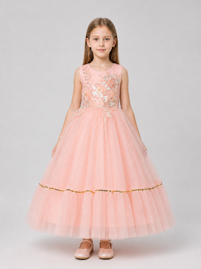 Girls' Full Dress with Embroidery and Sequins Costume Dresses detail 3