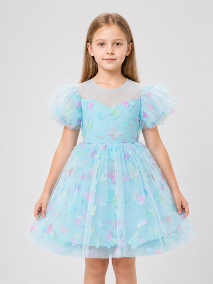 Children’s Princess Dress with a Full Skirt and Butterflies product detail 3