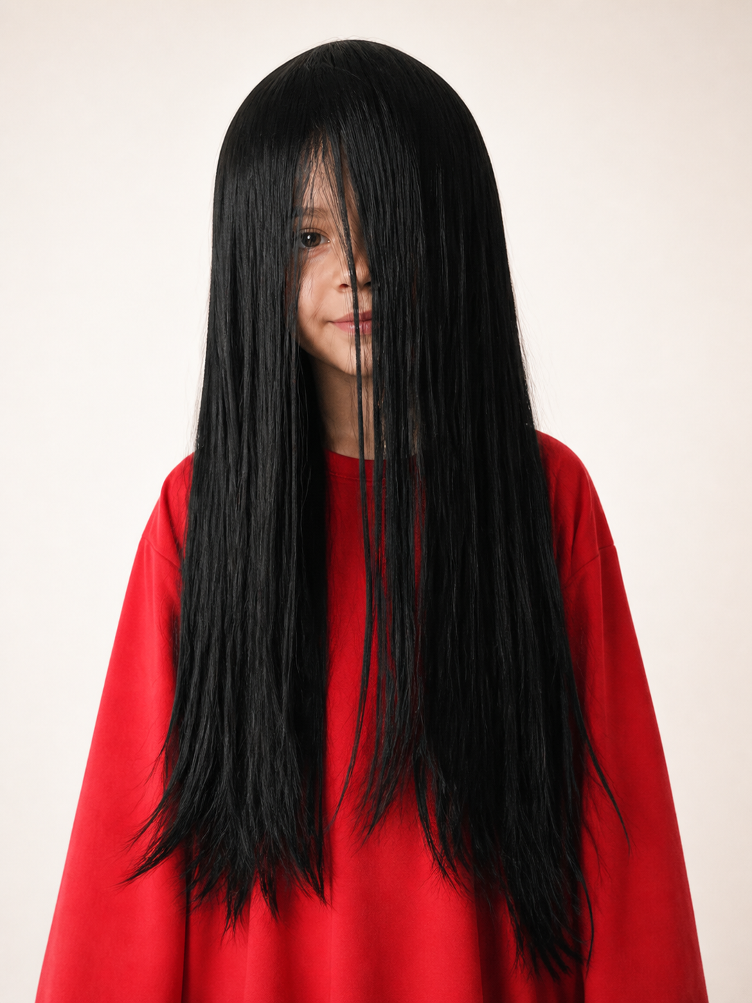Long Straight Black Wig, 75 cm, Carnival Costume Costume Wigs detail 2