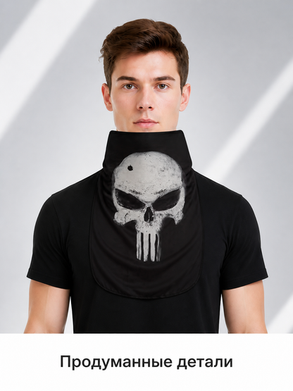 Black and White Carnival Mask for Halloween and Cosplay upper body view