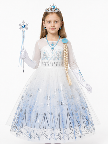 Snow Queen Costume with Dress, Crown, and Wand Costume Dresses detail 3