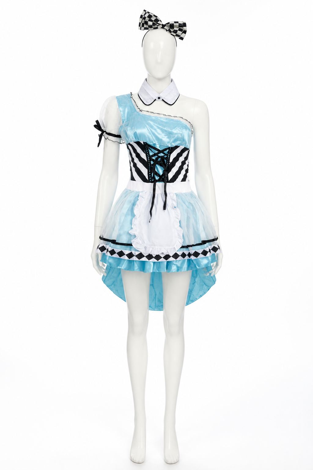Princess Dress with Apron and Checkered Headband Costume Dresses detail 2