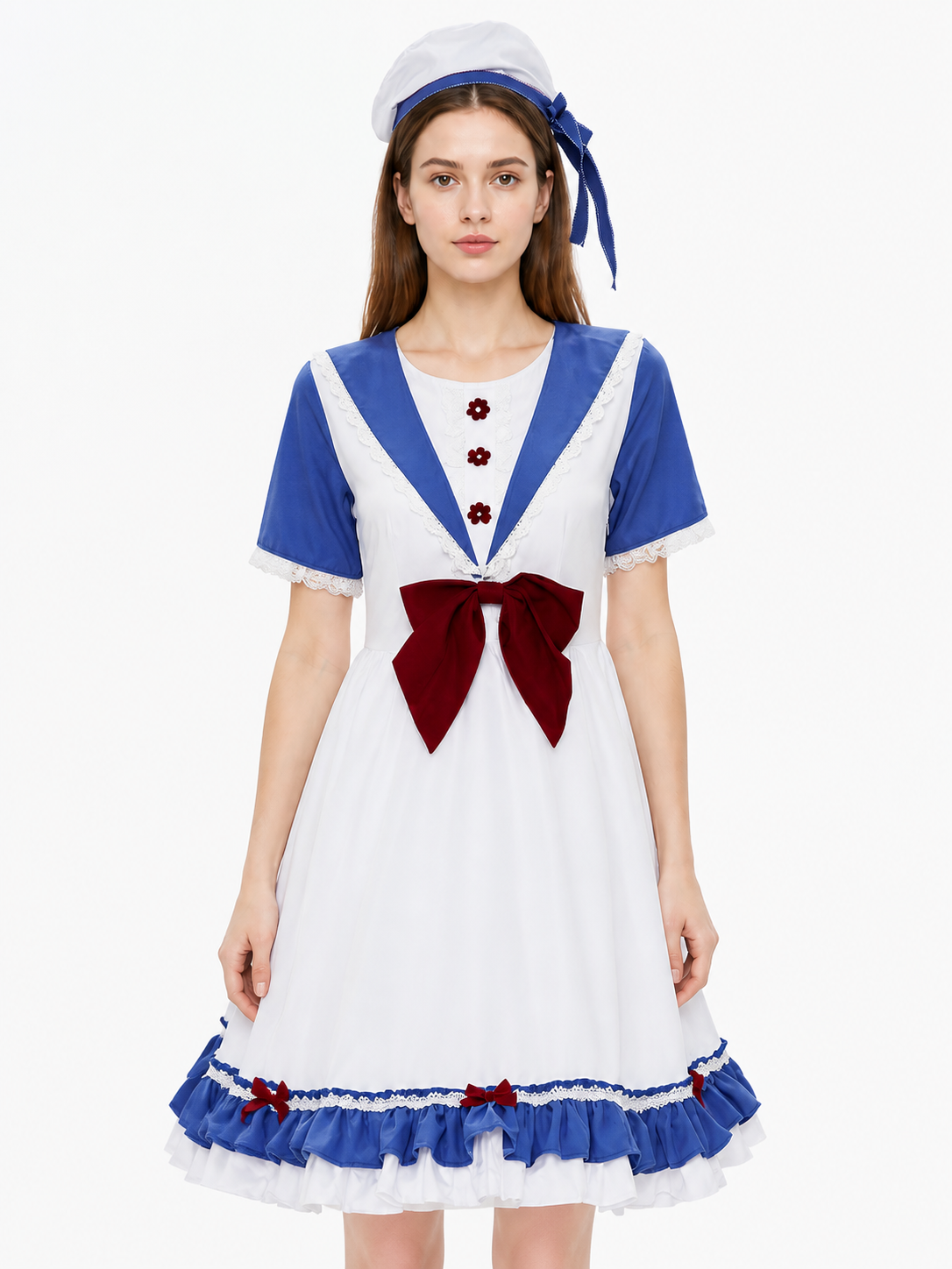 Sailor-Style Cosplay Dress with Bows Costume Dresses detail 2