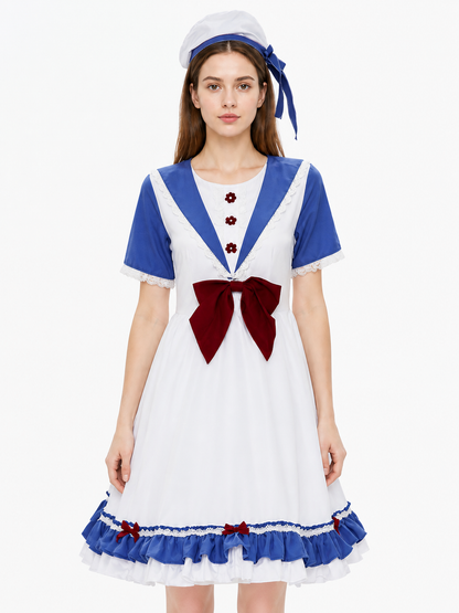 Sailor-Style Cosplay Dress with Bows Costume Dresses detail 2