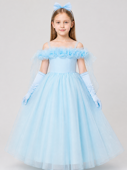 Tutu Dress with Floral Decorations for Performances Costume Dresses detail 3