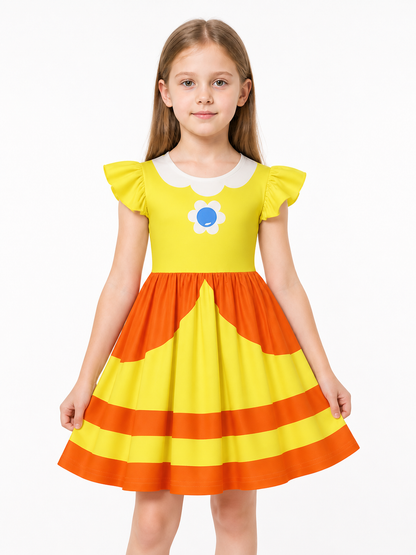 Orange and Yellow Striped Princess Dress for Cosplay Costume Dresses detail 3