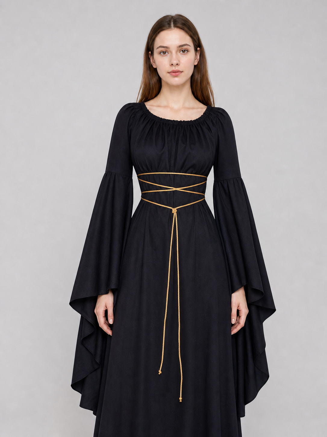 Gothic Maxi Dress with Long Sleeves
