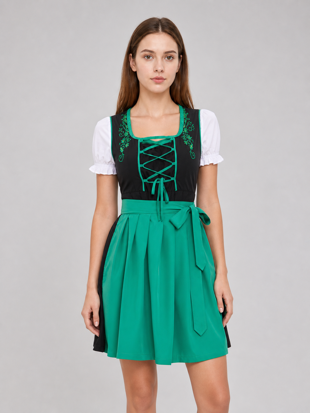 Alpine-Style Dirndl Dress with Apron