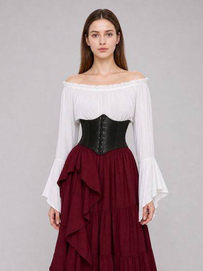 Gothic Costume with Corset and Tiered Skirt