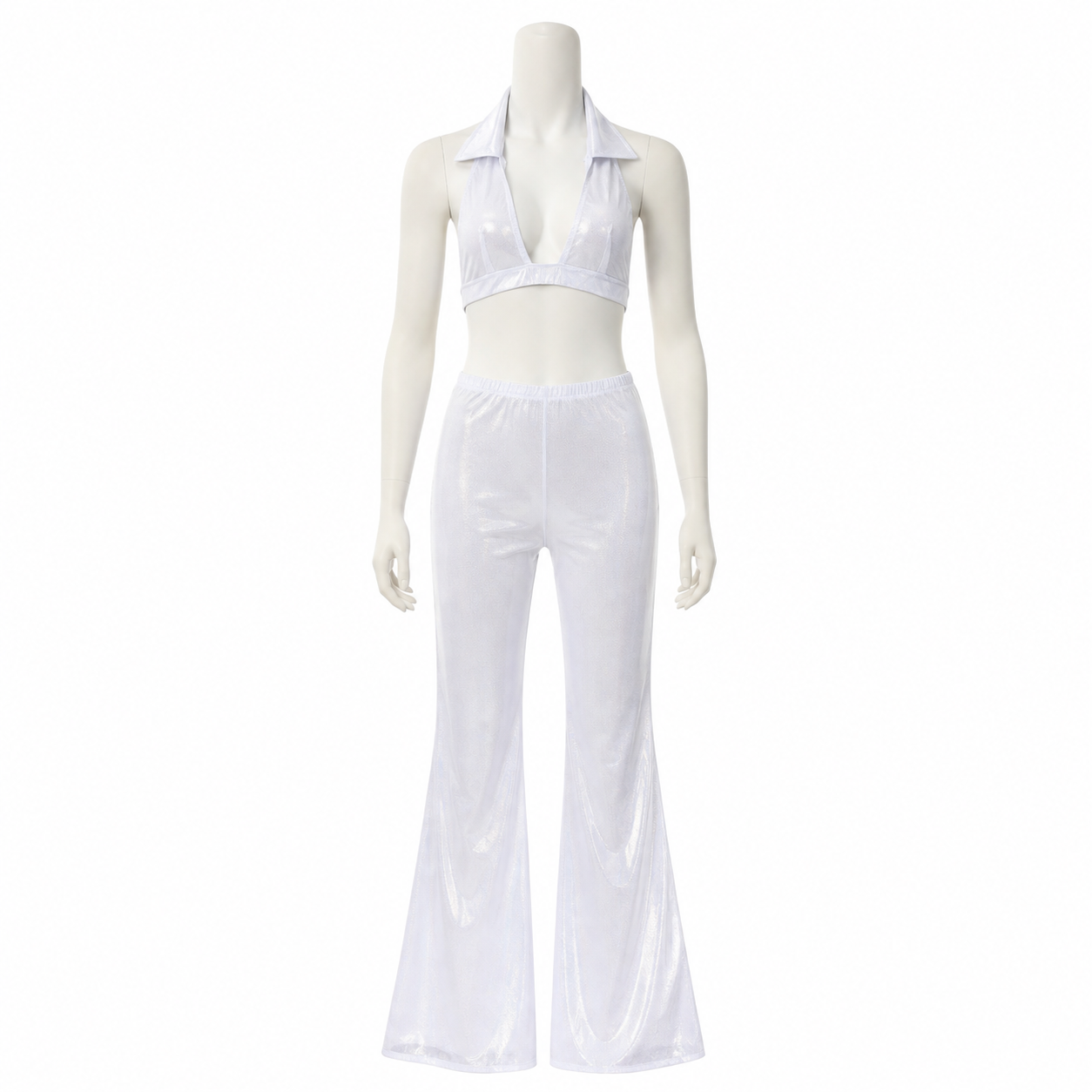 White stage costume with a top and flared pants Costumes detail 3