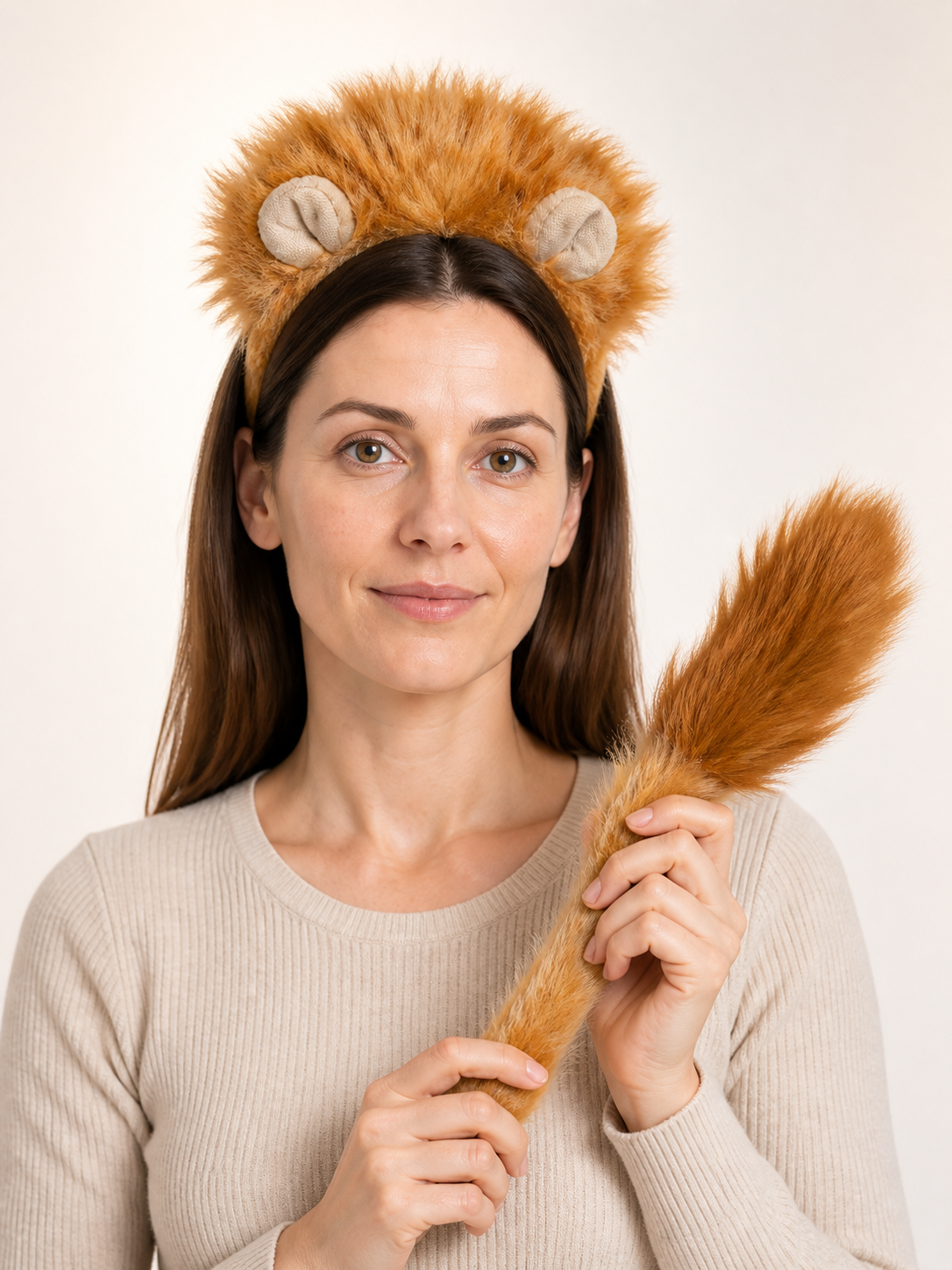 Brown Lion Carnival Headpiece Costume Headwear detail 2