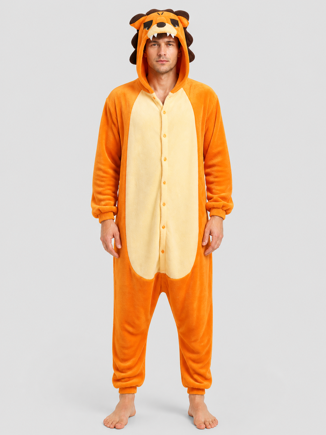 Flannel Lion Hooded Onesie Pajamas for Home product detail 3