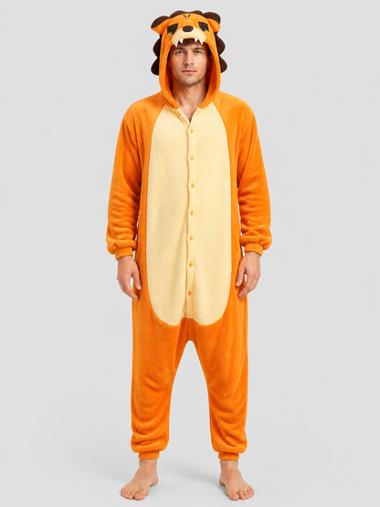 Flannel Lion Hooded Onesie Pajamas for Home product detail 3