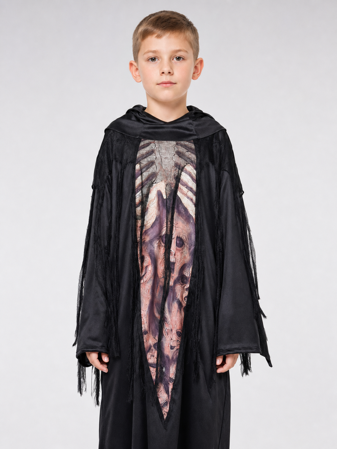 Gothic Hooded Skeleton Costume for Halloween