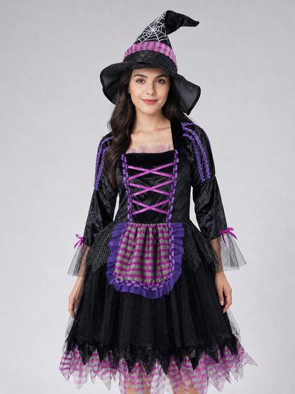 Witch cosplay dress costume with black hat
