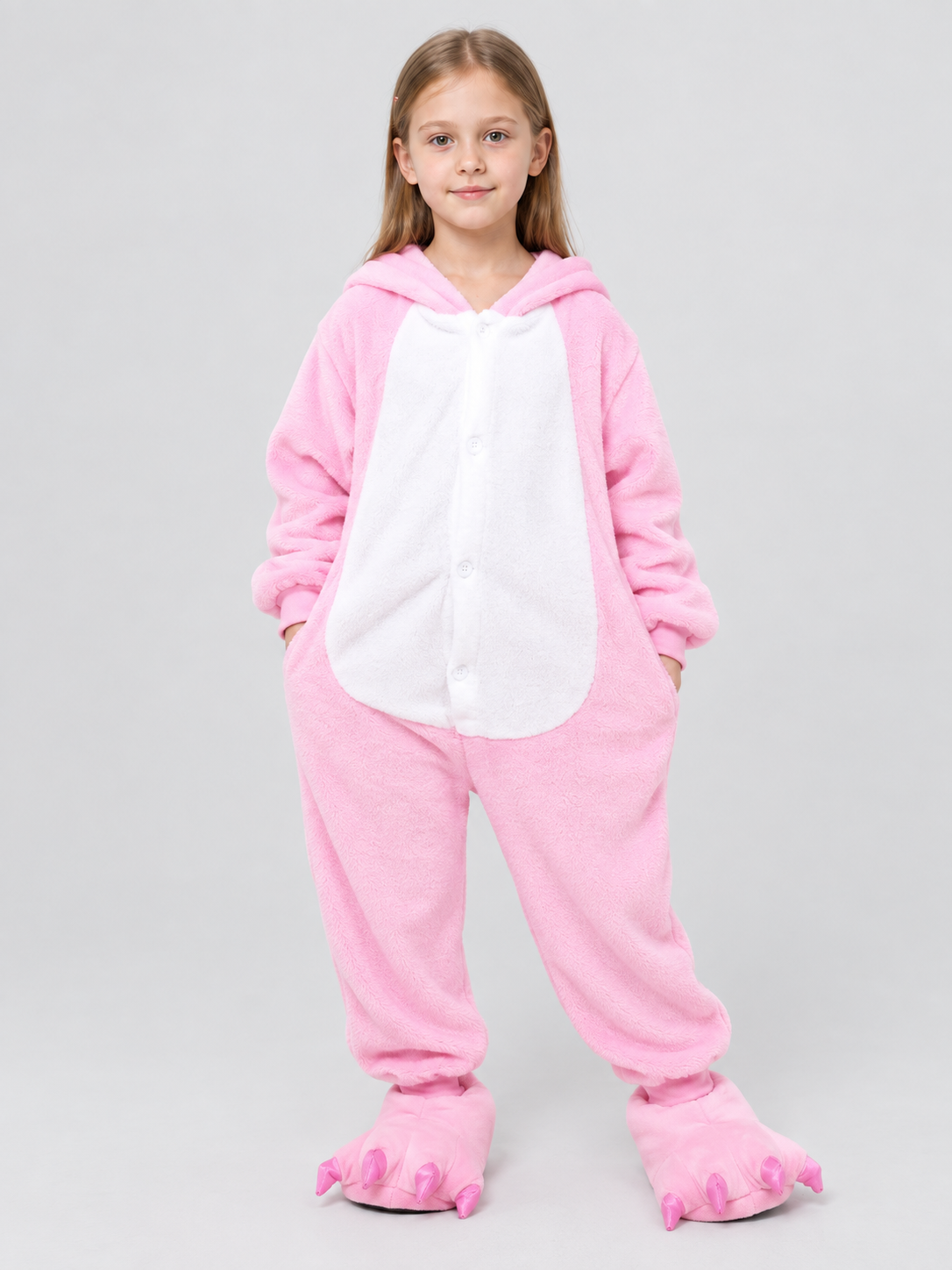 Kids' Hooded Pajama Jumpsuit with Puff Sleeves
