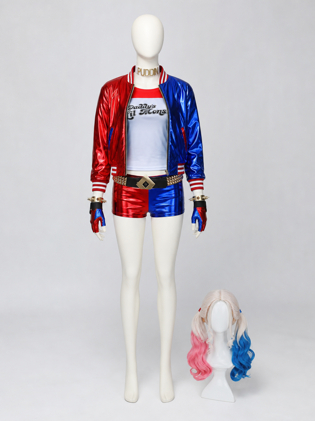 Harley Quinn Cosplay Costume with Jacket and Wig Costume Wigs detail 3