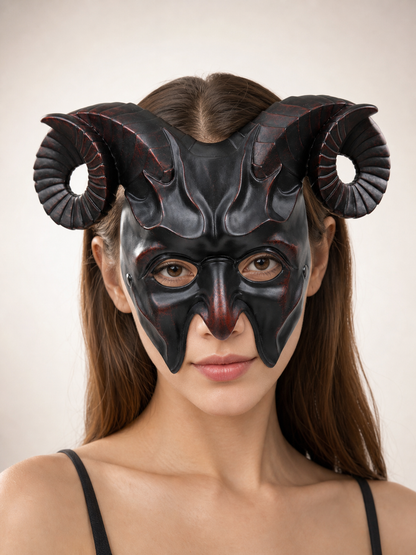 Black ram horn carnival mask product view 25