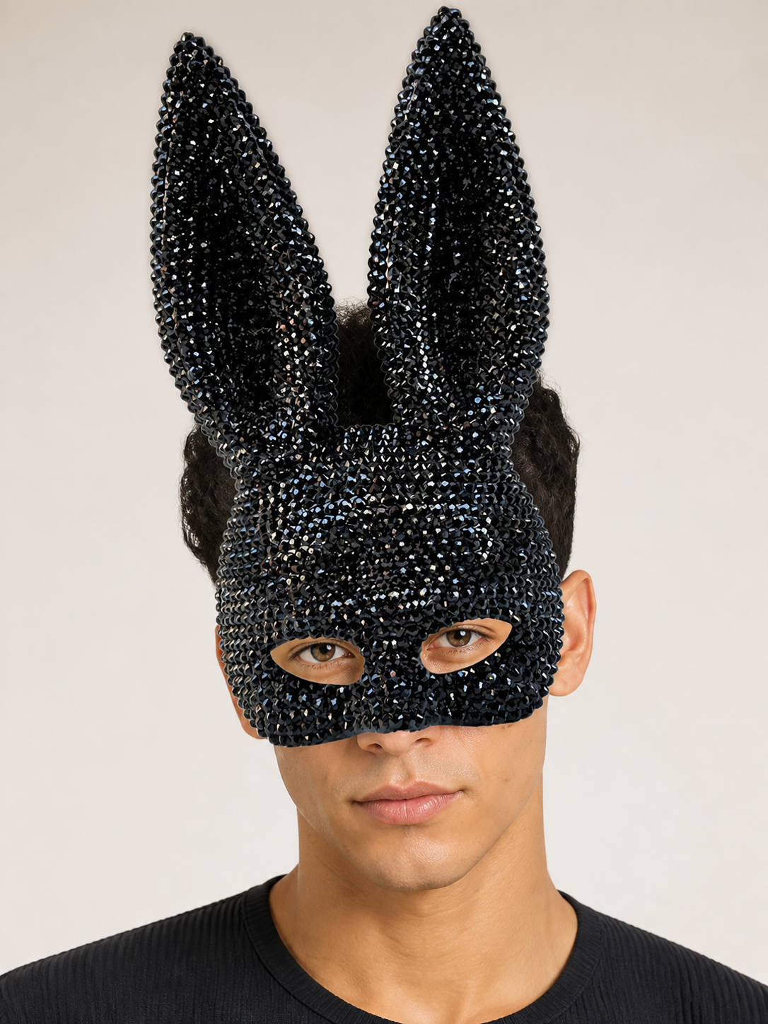 Carnival Black Rabbit Sequin Headpiece Costume Headwear detail 2