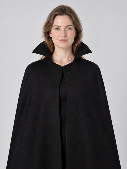 Black Carnival Cape with High Collar