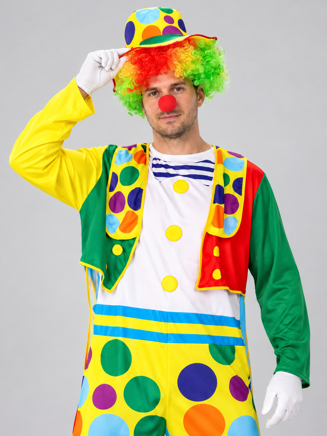 Clown Costume: Jumpsuit, Cape, Hat