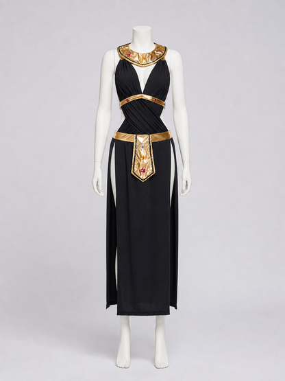 Black Cleopatra Costume with Gold Decoration