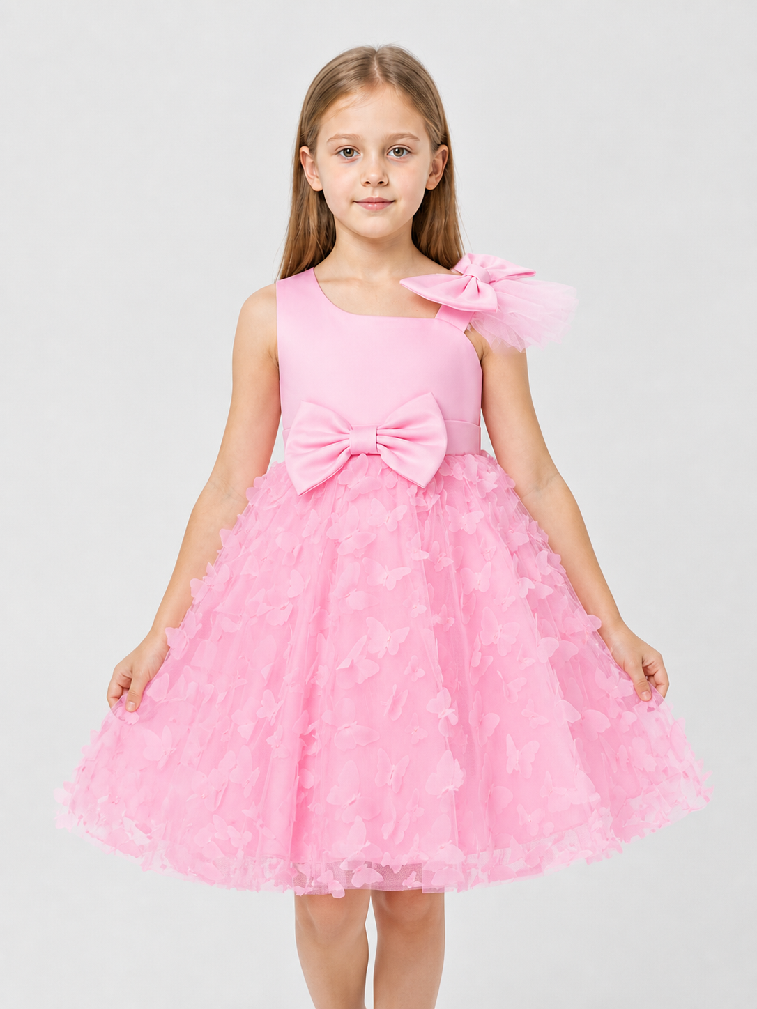 Pink Princess Dress for Girls with Bows and Butterflies Costume Dresses detail 3