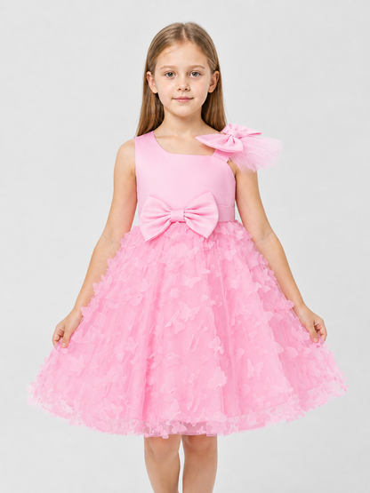 Pink Princess Dress for Girls with Bows and Butterflies Costume Dresses detail 3