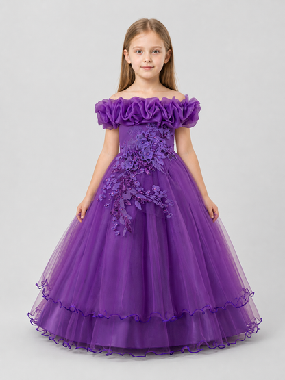 Festive Princess Dress, Purple, Full Skirt Costume Dresses detail 3