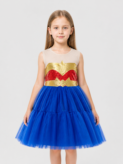 Captain America-Inspired Carnival Tutu Dress for Cosplay with a Tulle Skirt
