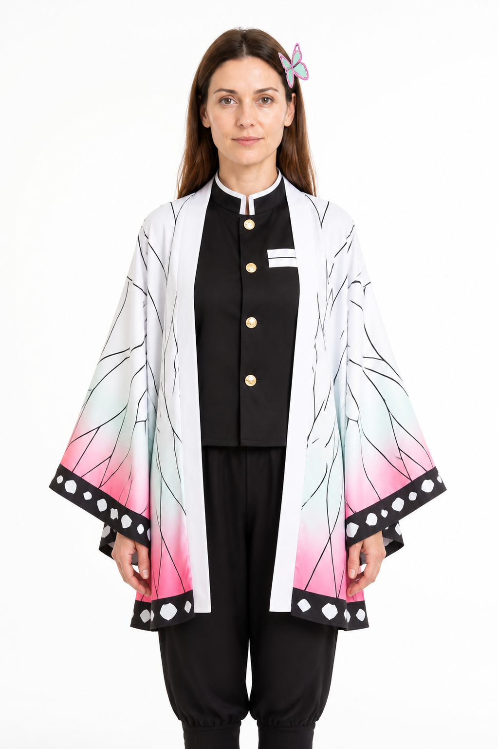 Shinobu Kocho Cosplay Costume with Cape and Hair Clips Costume Capes detail 3