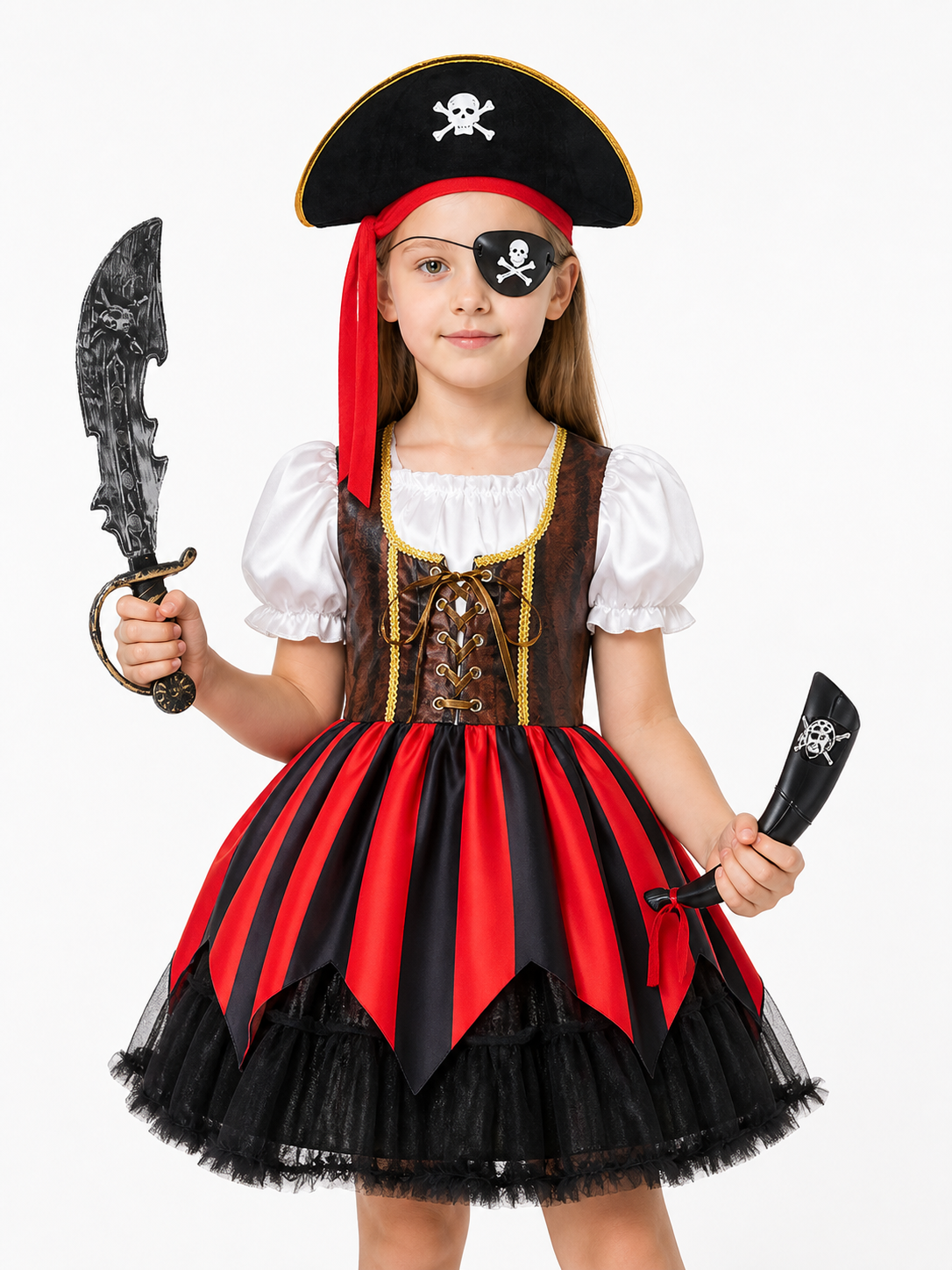 Halloween Pirate Costume with Dress and Hat Costume Dresses detail 3