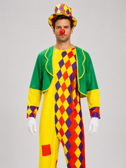 Clown Stage Costume: Jumpsuit, Jacket, and Hat Costume Headwear detail 3